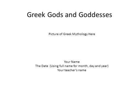 Greek Gods and Goddesses