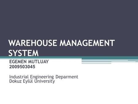 WAREHOUSE MANAGEMENT SYSTEM