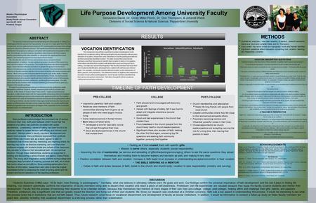 Life Purpose Development Among University Faculty Genevieve David, Dr. Cindy Miller-Perrin, Dr. Don Thompson, & Johanté Webb Divisions of Social Science.