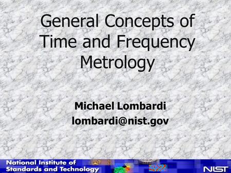 General Concepts of Time and Frequency Metrology