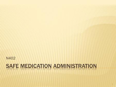 N402 1.  What you are giving…  Why you are giving it…  Desired effect of the drug…  Possible side effects…  Appropriate dose range…  Potential interactions.