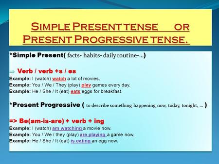 Simple Present tense or Present Progressive tense.