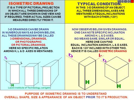 H H D D D ISOMETRIC DRAWING TYPICAL CONDITION. L L H