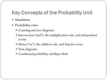 Key Concepts of the Probability Unit