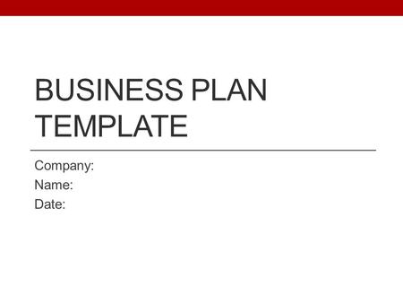 Business plan template