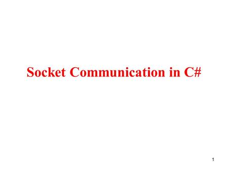 Socket Communication in C#