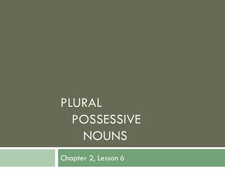 PLURAL POSSESSIVE NOUNS