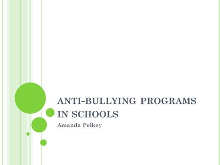 ANTI - BULLYING PROGRAMS IN SCHOOLS Amanda Pelkey.