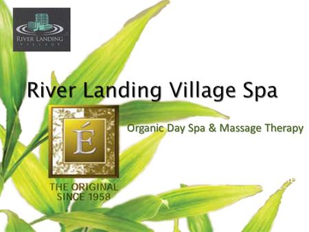 Organic Day Spa & Massage Therapy. River Landing Village Spa Full Service Organic Day Spa & Massage Therapy.