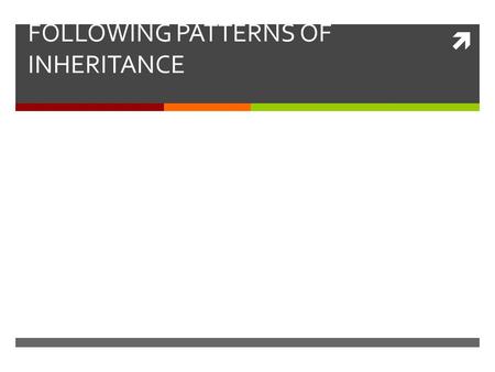  FOLLOWING PATTERNS OF INHERITANCE. Humans cannot undergo breeding experiments for use in genetic studies – ethical implications.