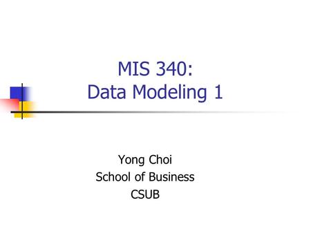 Yong Choi School of Business CSUB