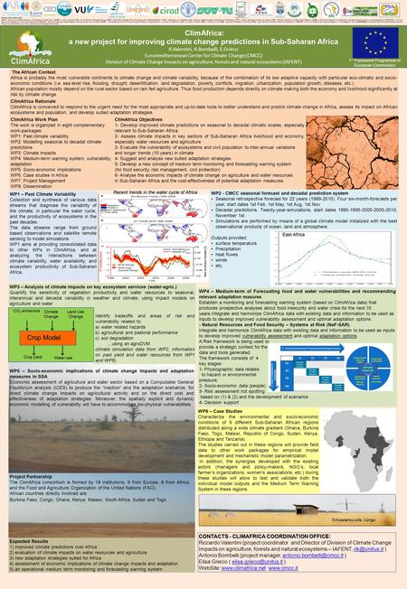 WP4 – Medium-term of Forecasting food and water vulnerabilities and recommending relevant adaptation masures Establish a monitoring and forecasting warning.