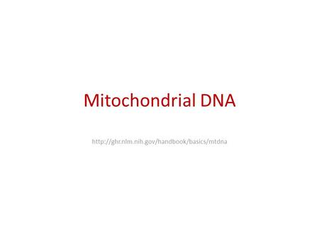 Mitochondrial DNA