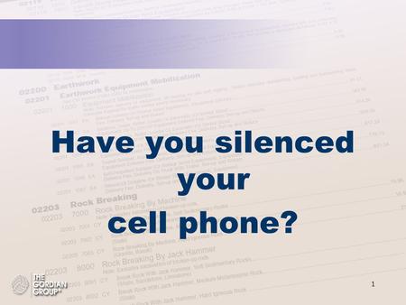 Have you silenced your cell phone? 1 2 Job Order Contract Informational Meeting Presented By: City of Bellevue and The Gordian Group April 15, 2010 City.