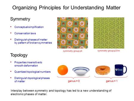 Organizing Principles for Understanding Matter