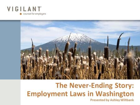 The Never-Ending Story: Employment Laws in Washington Presented by Ashley Wiltbank.