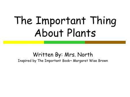 The Important Thing About Plants