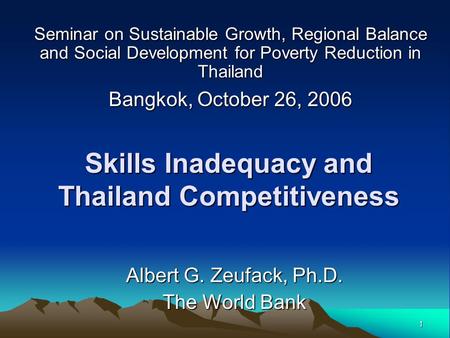 Skills Inadequacy and Thailand Competitiveness