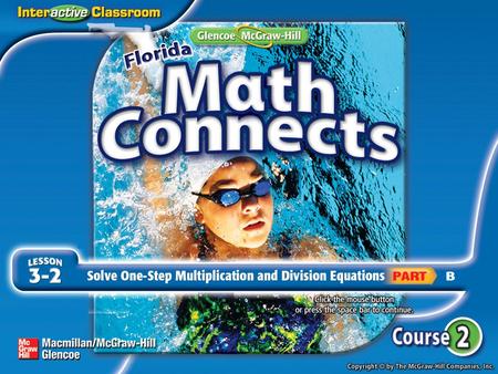 Lesson Menu Main Idea and New Vocabulary NGSSS Key Concept:Division Property of Equality Example 1:Solve Multiplication Equations Example 2:Solve Multiplication.