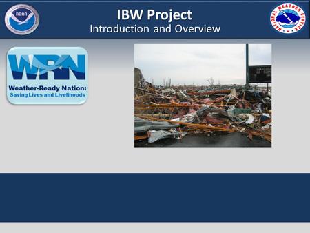 IBW Project Introduction and Overview. IBW Project Goals of This Training Provide an overview on IBW rationale Provide guidelines on application of IBW.