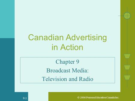 © 2006 Pearson Education Canada Inc. 9.1 Canadian Advertising in Action Chapter 9 Broadcast Media: Television and Radio.