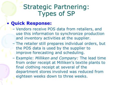 Strategic Partnering: Types of SP