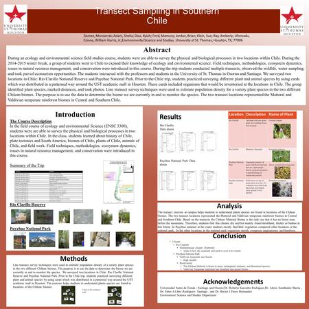 Abstract During an ecology and environmental science field studies course, students were are able to survey the physical and biological processes in two.