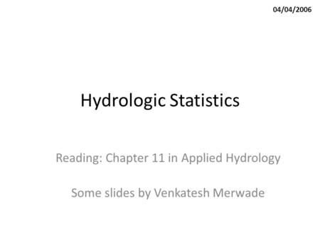 Hydrologic Statistics