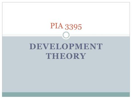 DEVELOPMENT THEORY PIA 3395. Reports I. Literary Map II. Golden Oldies of the Week III. Synthesis.