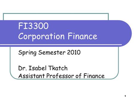 FI3300 Corporation Finance