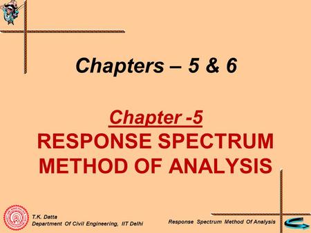 RESPONSE SPECTRUM METHOD OF ANALYSIS