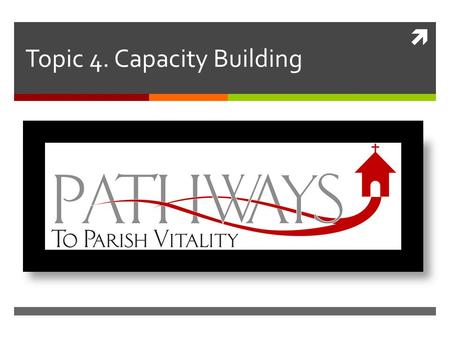  Topic 4. Capacity Building. Capacity Building  Capacity building is whatever is needed to bring an organization to the next level of operational, programmatic,