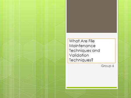 What Are File Maintenance Techniques and Validation Techniques?