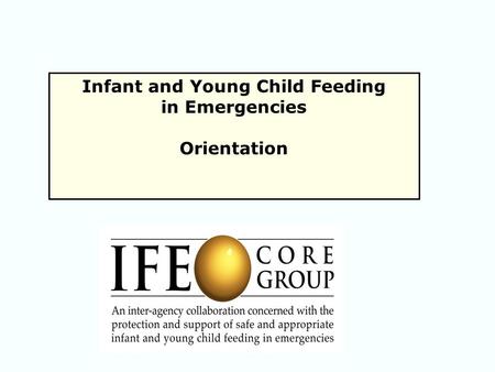 Infant and Young Child Feeding