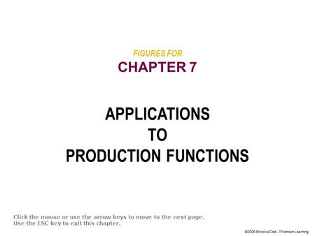 ©2005 Brooks/Cole - Thomson Learning FIGURES FOR CHAPTER 7 APPLICATIONS TO PRODUCTION FUNCTIONS Click the mouse or use the arrow keys to move to the next.