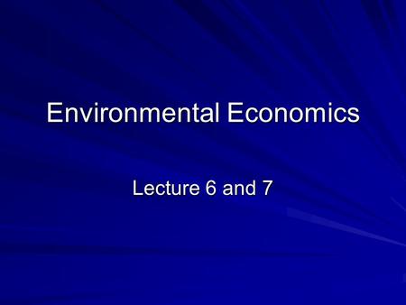 Environmental Economics