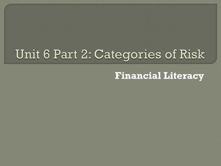 Financial Literacy. The things you can and cannot change that affect your insurance.