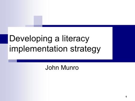 Developing a literacy implementation strategy