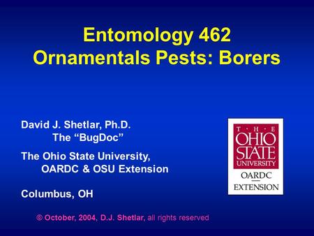 Ornamentals Pests: Borers