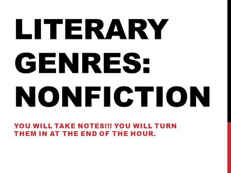 Literary genres: nonfiction