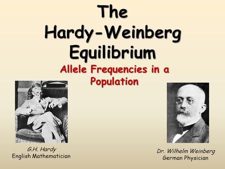 The Hardy-Weinberg Equilibrium