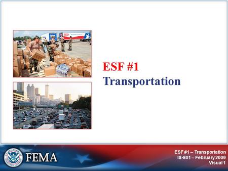 ESF #1 Transportation.