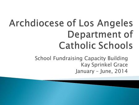 School Fundraising Capacity Building Kay Sprinkel Grace January – June, 2014.