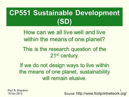 CP551 Sustainable Development