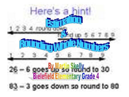 Objectives addressed : Explain math concepts and problem solutions orally and in writing. Understand concepts of rounding whole numbers and estimation.
