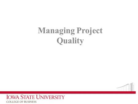 Managing Project Quality