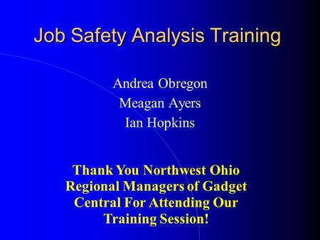 Job Safety Analysis Training