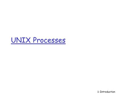 UNIX Processes 1: Introduction.