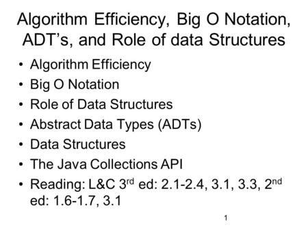 Abstract Data Types (ADTs) Data Structures The Java Collections API