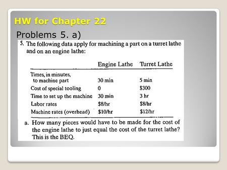 HW for Chapter 22 Problems 5. a).